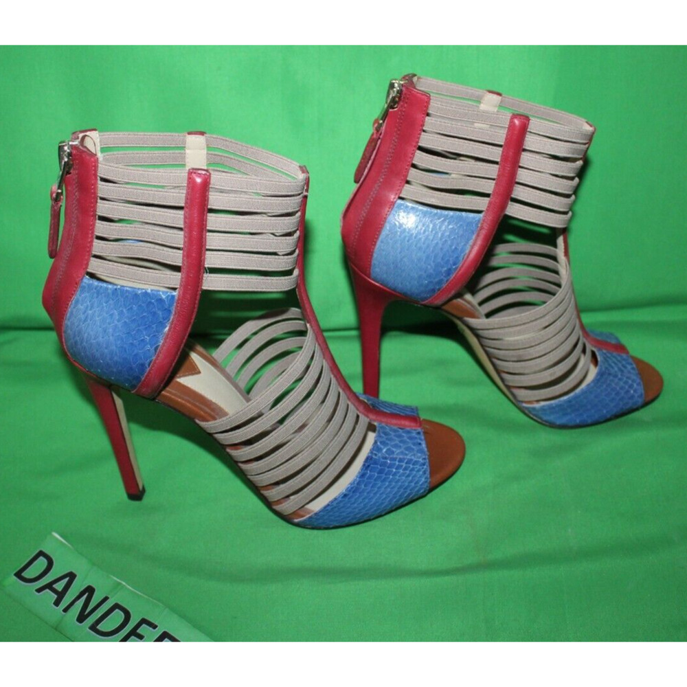 Brian Atwood Vero Cuoio Open Toe High Heel Sandals Multi Color Size Women's 6.5